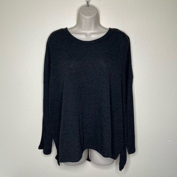 Joyspun Charcoal Gray Long Dolman Ribbed Sleeve Round Neck Top Women XL (16-18) - Picture 12 of 12